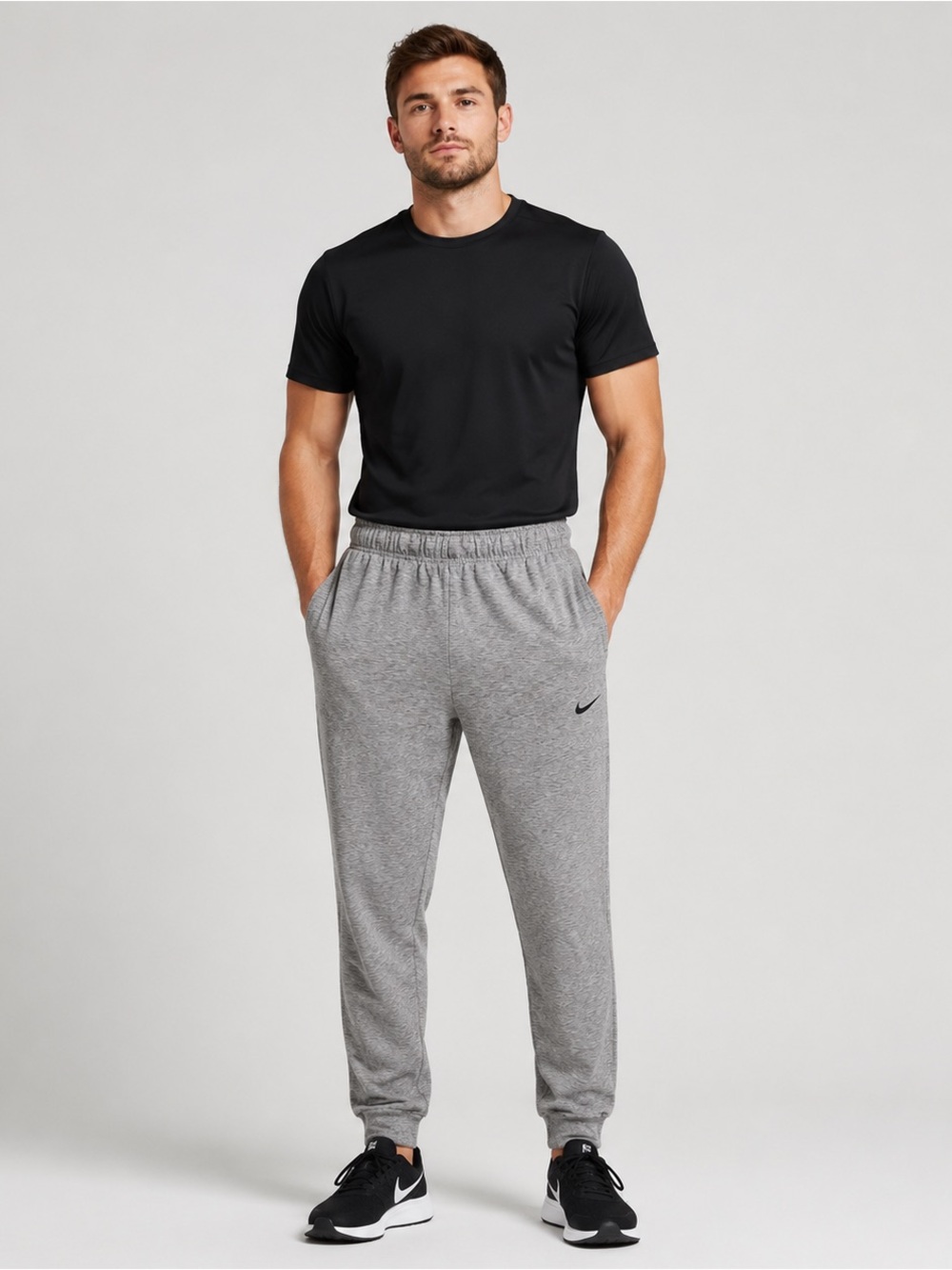 Nike Dri-FIT Tapered Performance Joggers Men's Small Standard Fit Gray Heather
